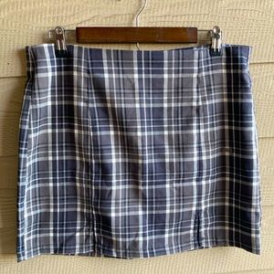 Plaid Skirt Notched-Hem Skirt